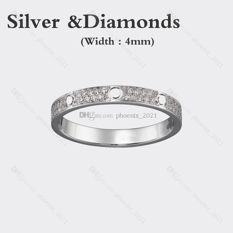 Silver (4mm) -Diamonds Love Ring