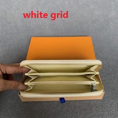 white grid wallet