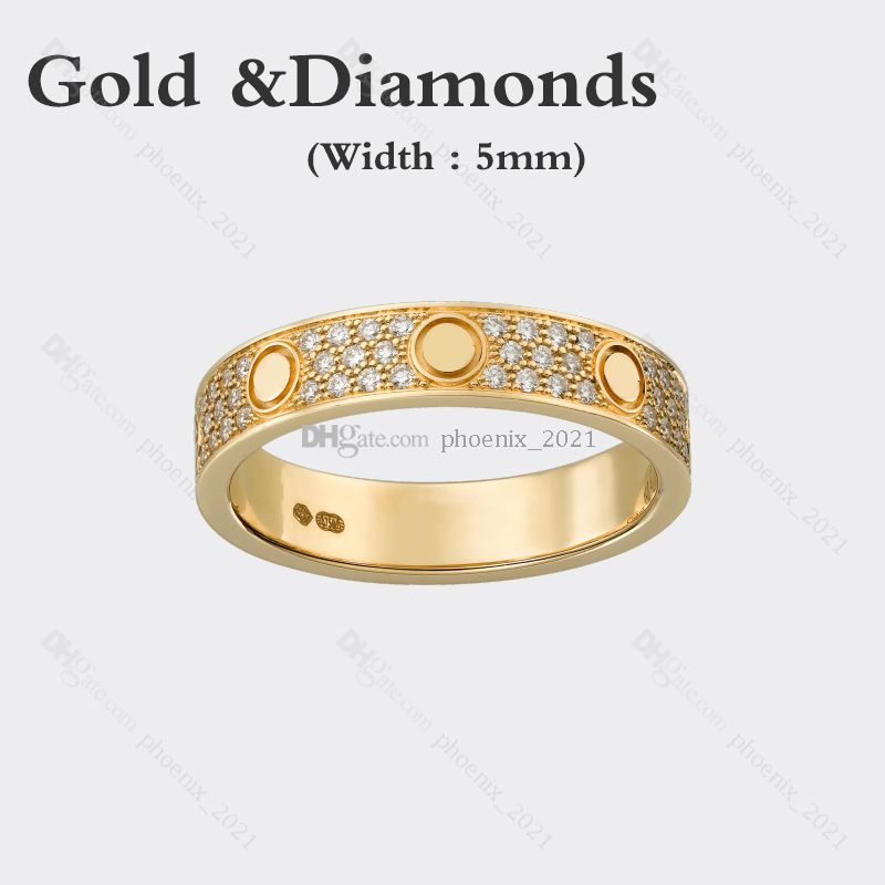 Ouro (5mm) -diamonds amor anel