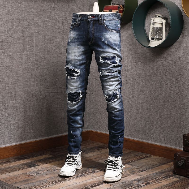 Blue Damage Jeans Popular Denim Pants Pencil Leg Cowboy Trousers Slim Fit Bigget, $26.97 | DHgate.Com