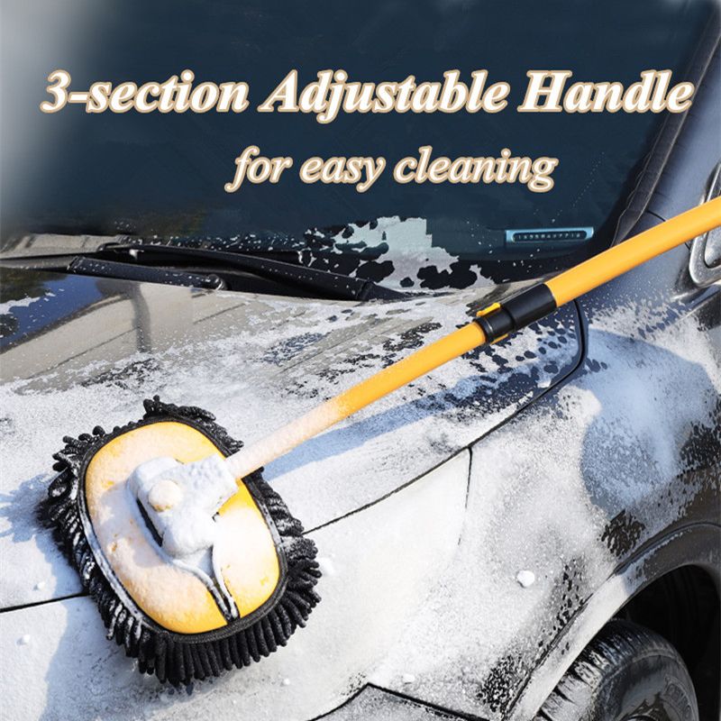 Car Cleaning Brush Car Wash Brush Telescoping Long Handle Cleaning Mop  Chenille Broom Dual brush heads Car Cleaning Tool