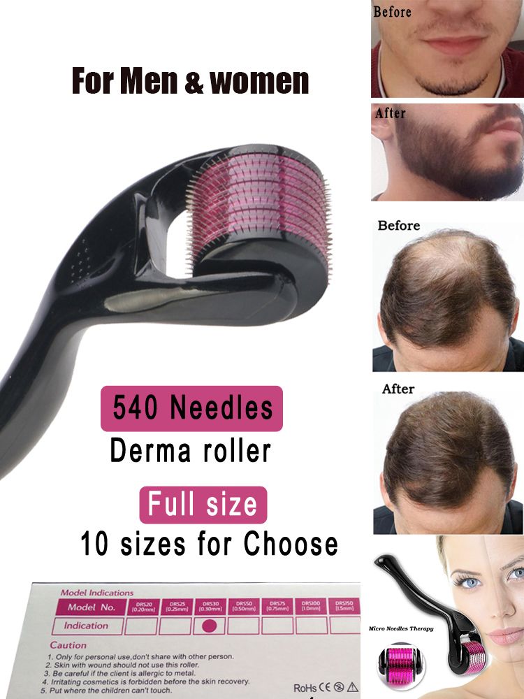 540 Micro Needle Roller Derma Roller Dermaroller Titanium Help Hair Beard  Regrowth Anti Hair Loss Treatment Thinning Receding