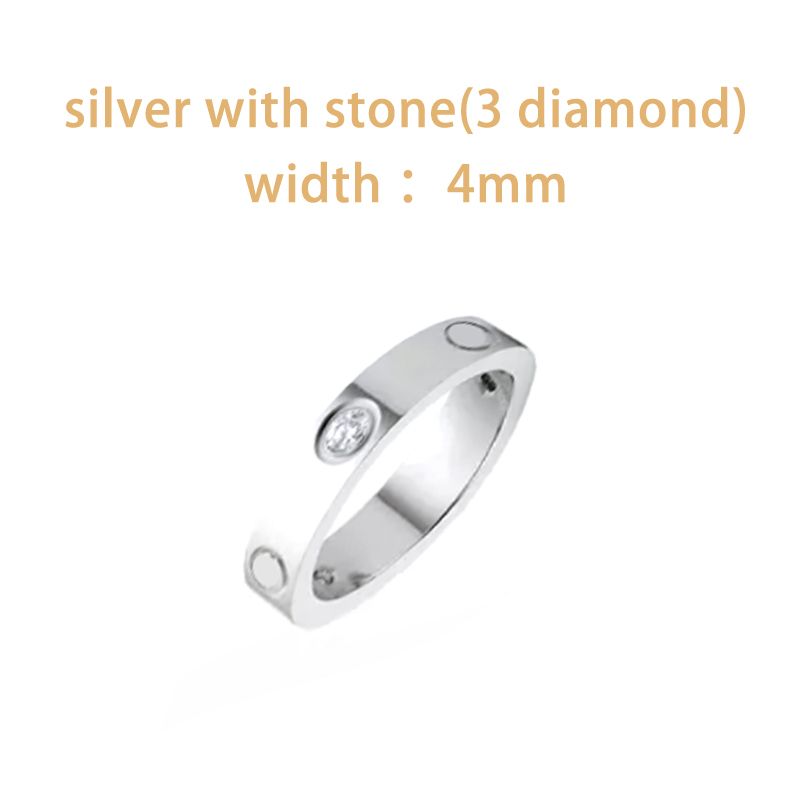 4mm silver with stone