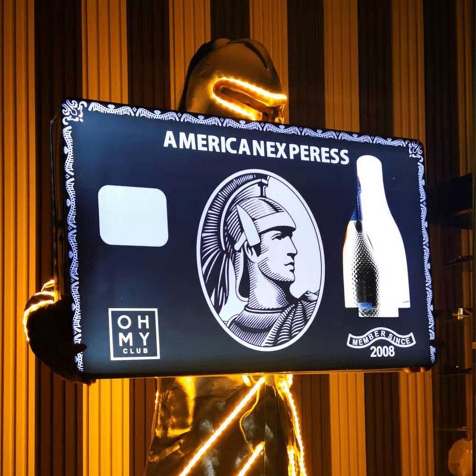 LED American Express Amex Bottle Presenter Rechargeable Champagne Glorifier  Display VIP Service Tray For Lounge Bar Night club225N