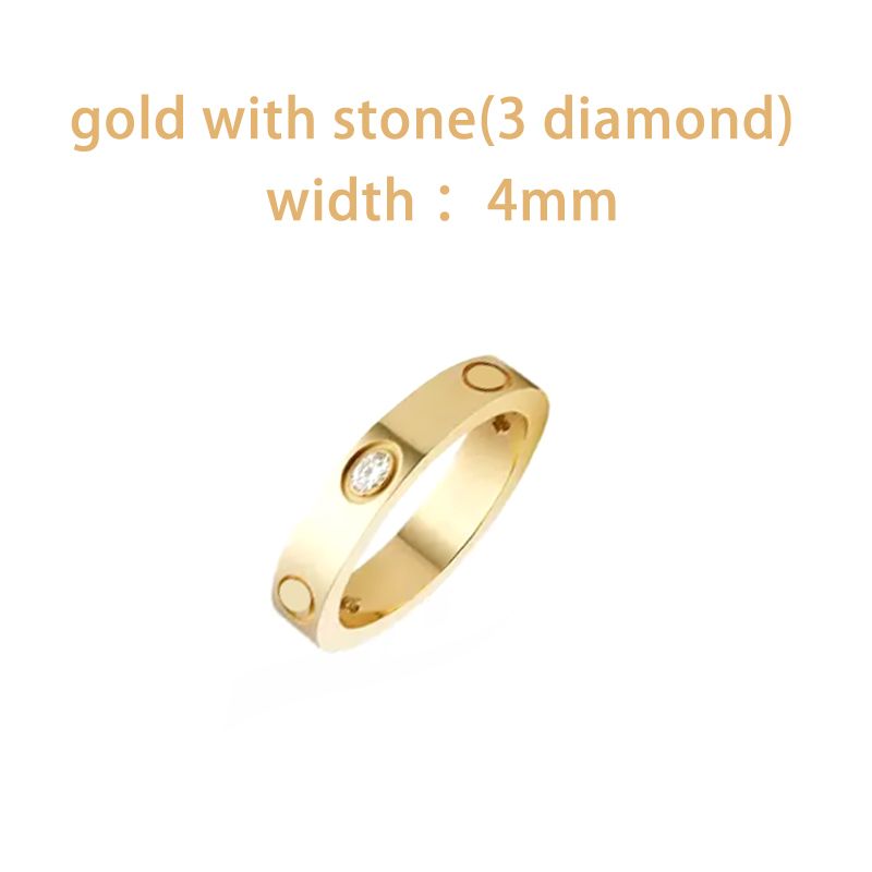 4mm gold with stone