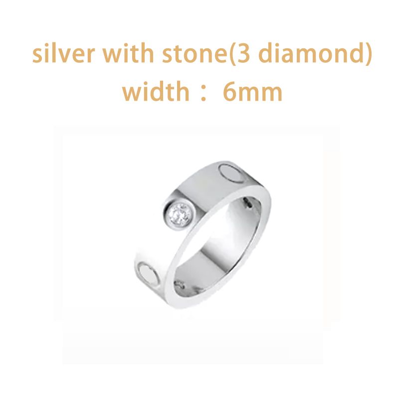 6mm silver with stone
