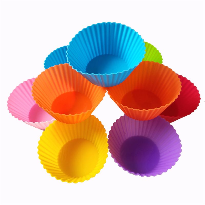 12pcs Round Shaped Muffin Cupcake Silicone Baking Molds Muffin