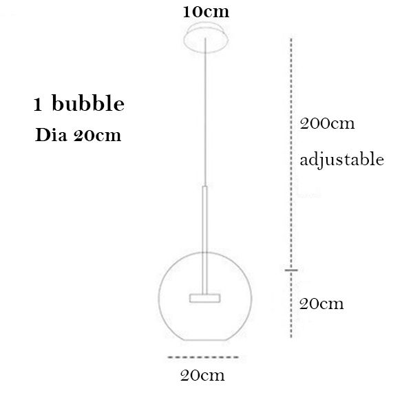 1 bąbelek 20 cm przezroczysty odcień ciepła biała