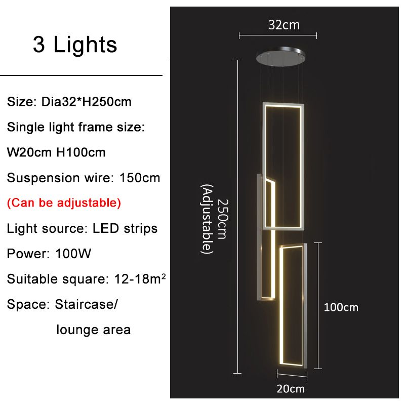 3 luci (L100 cm) Luce calda nera