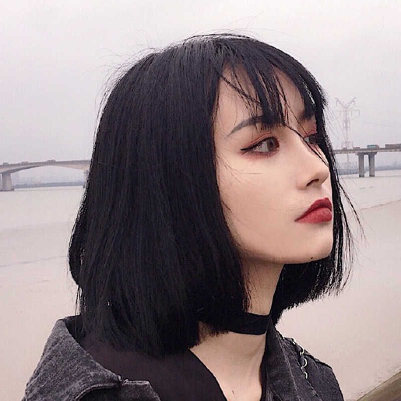 Hair Lace Wigs Japan and South Korea Air Qi Bangs Short Straight Hair Bobo  Head Chemical Fiber Wig Headset Female Product Recommendation