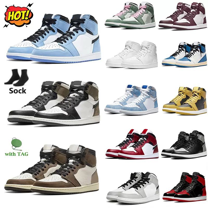 Hot Jumpman 1s Basketball Shoes Dark Mocha University Red UNC Light