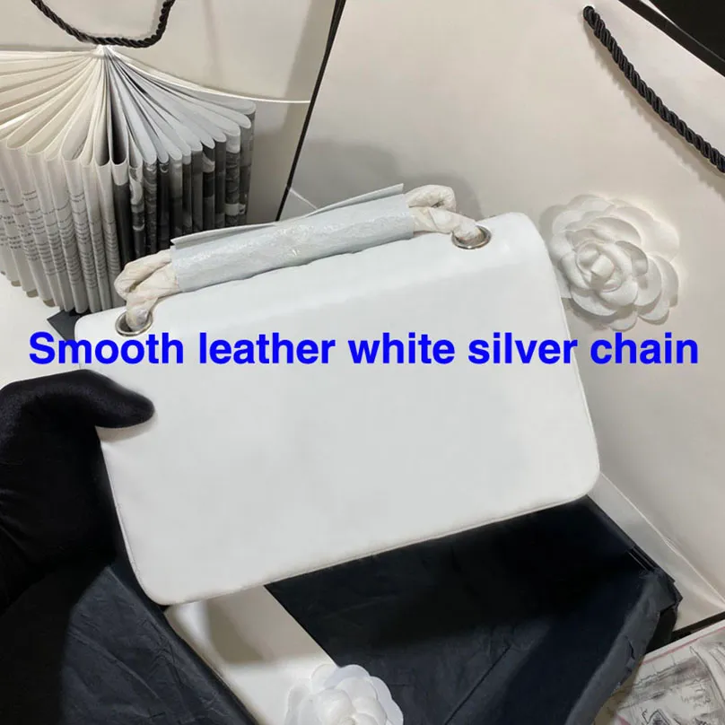 Smooth leather white silver chain