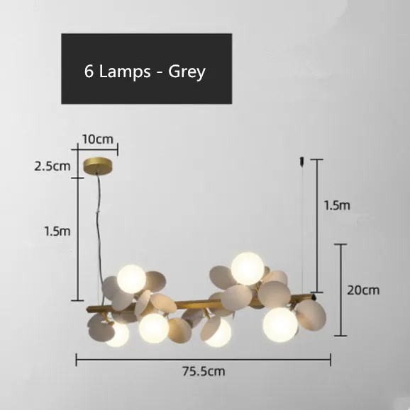 6 lamp szary ciepła biała