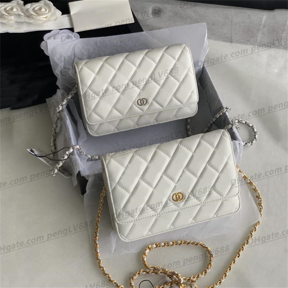 Chanel Classic Flap Black and White Checkered Fabric Chain Shoulder Bag