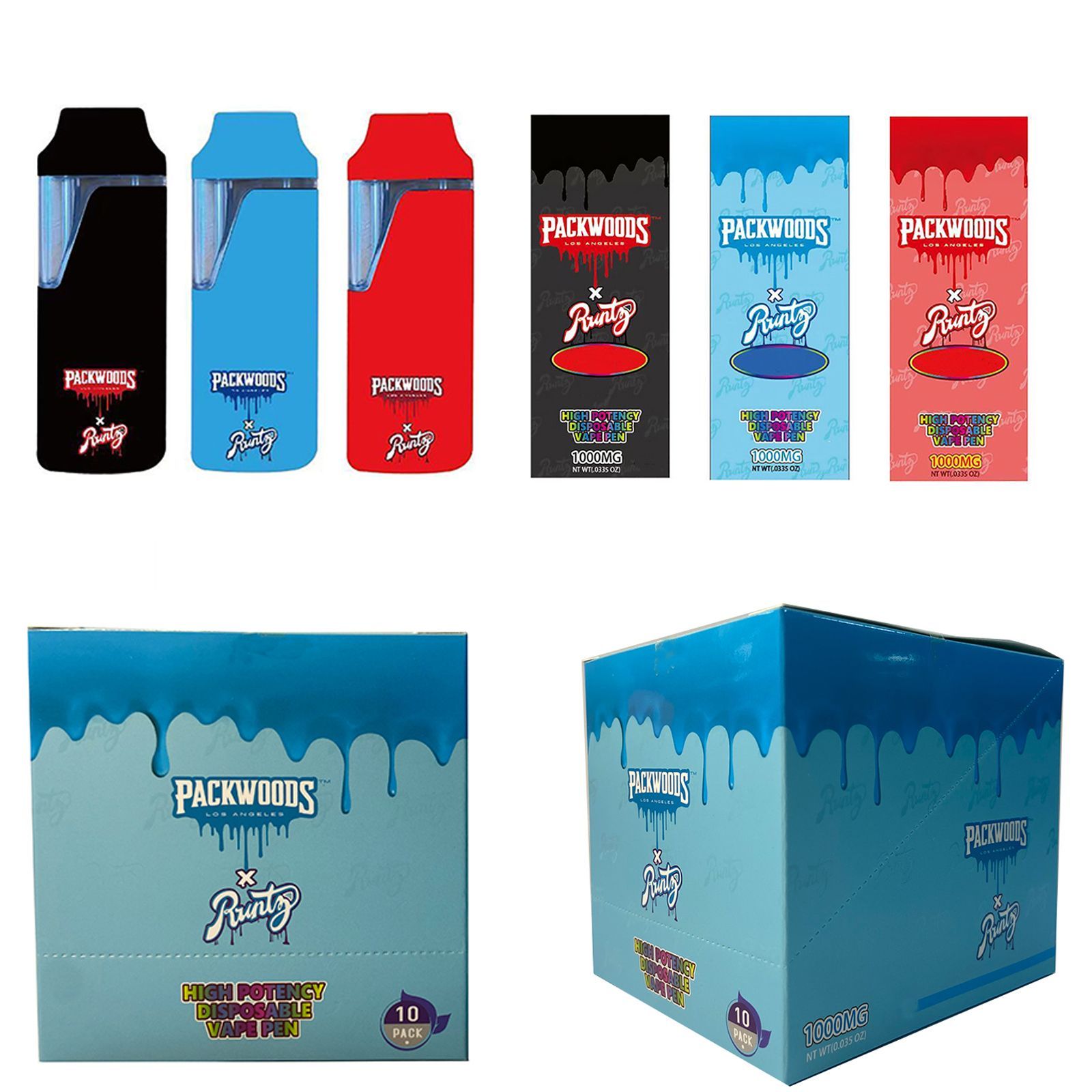 Hot Packwoods X Runty Disposable Vape Pen E Cigarettes 1.0ml