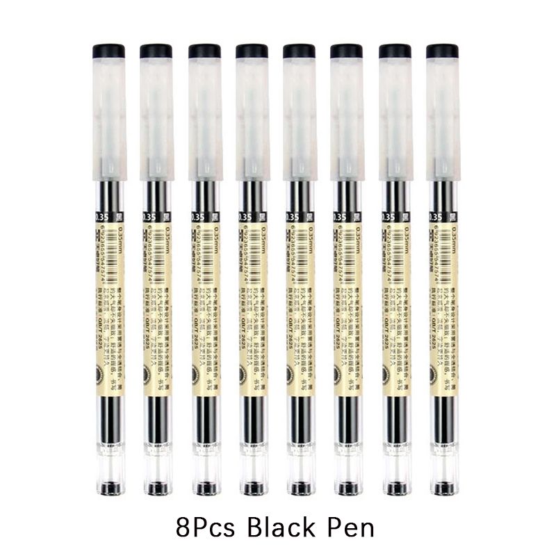 8pcs Black Pen 0,35 mm