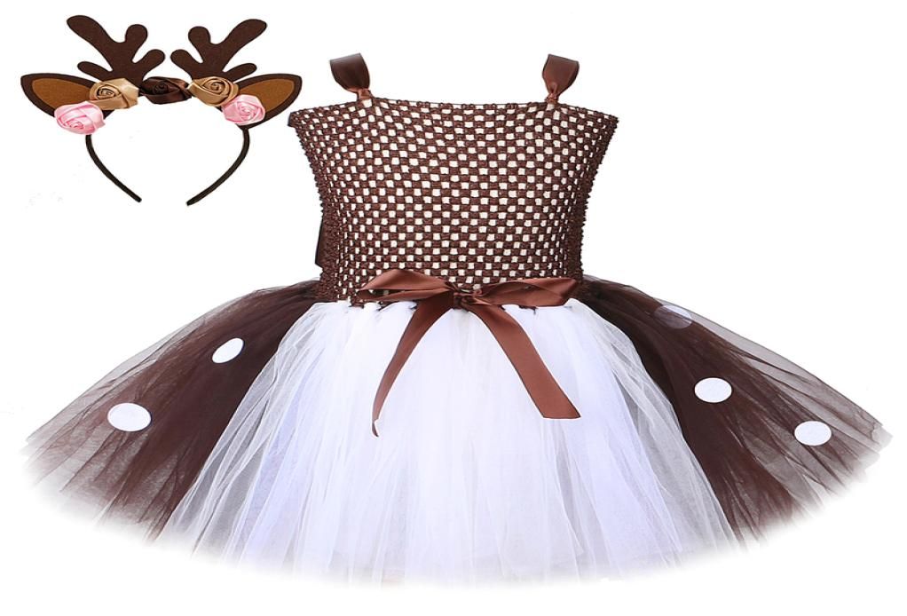 Vestido de tutú de ciervos para niñas disfraces de Halloween para niños vestidos de reno con Vestido de tutú de ciervos para niñas disfraces de Halloween para niños vestidos de reno con