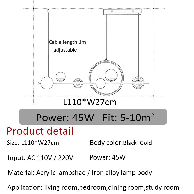 Noir et or Dimmable avec une télécommande