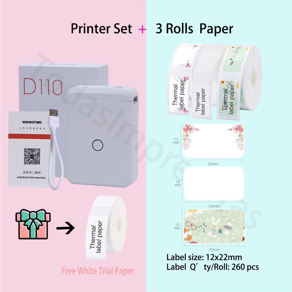 2022 Nimbot Label Maker D11 D110 with Thermal Label Paper Roll