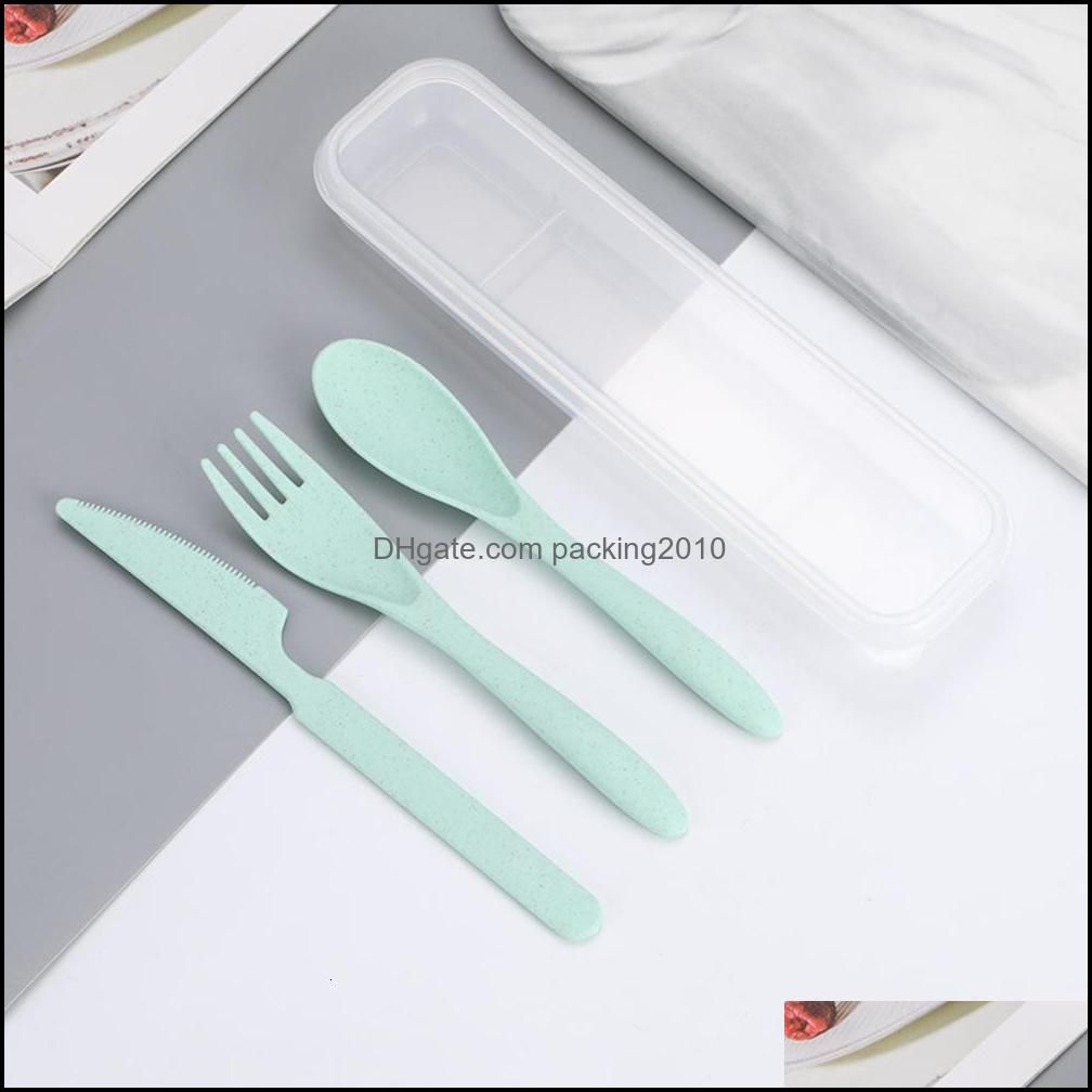 Coffret transparent couteau vert, fourchette et sp