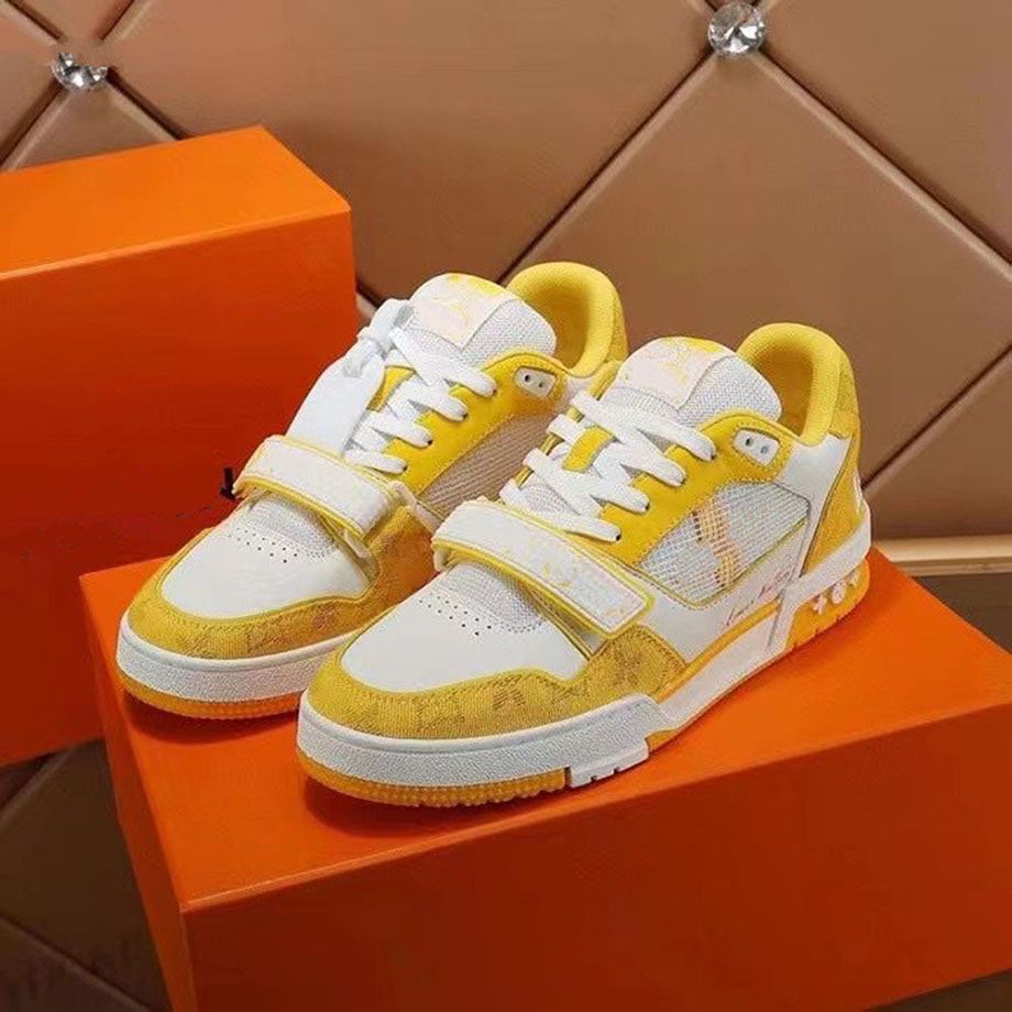 Mens yellow sales designer sneakers