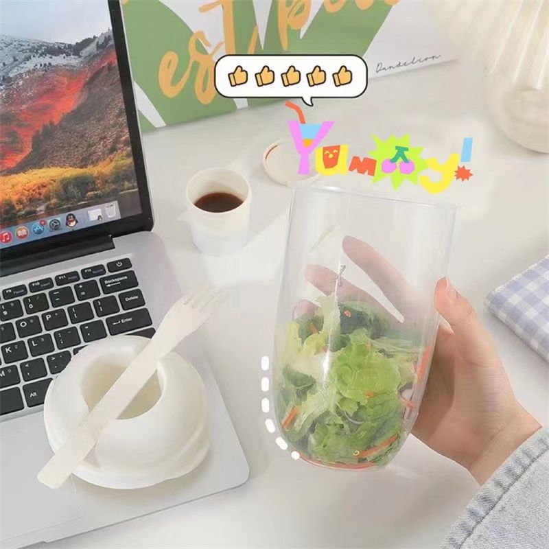 Plastic Salad Cups With Lids For Lunch Carry To Go BottleShaped