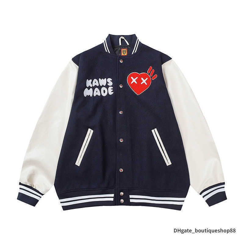 KAWS X Human Made Navy Varsity Bomber Jacket