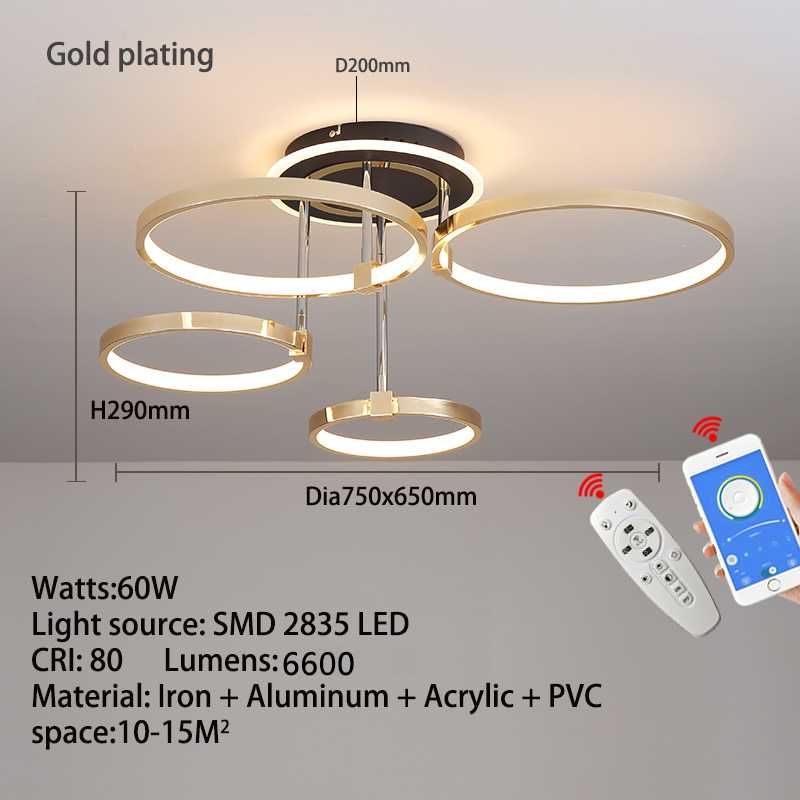 Ouro 4 anéis Dimmable RC com app