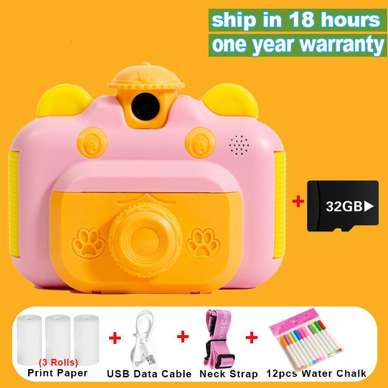 Câmera instantânea de 32g-rosa TF 2-Kids