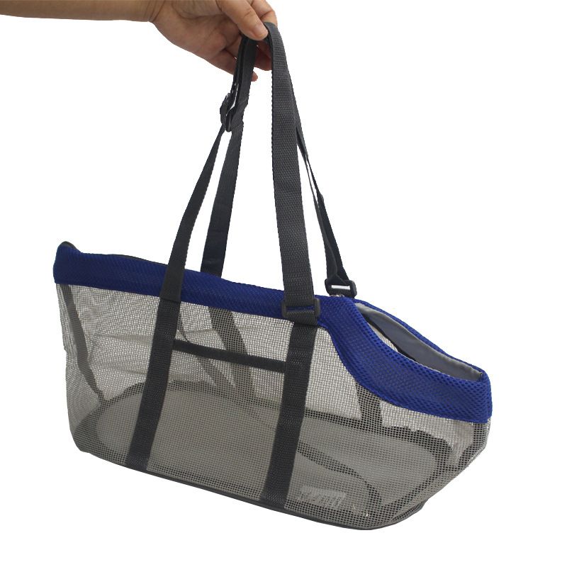 Malha cinza borda azul 40x19.5x20.5cm