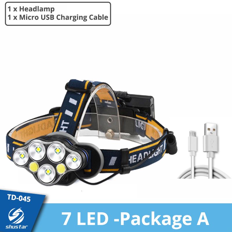7led-package a-with 18650 Battery