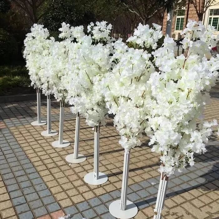 Wedding Decoration 5ft Tall Tree 10 piece/lot Slik Artificial Cherry  Blossom Tree Roman Column Road Leads For Wedding party Mall Opened Props  FY5132