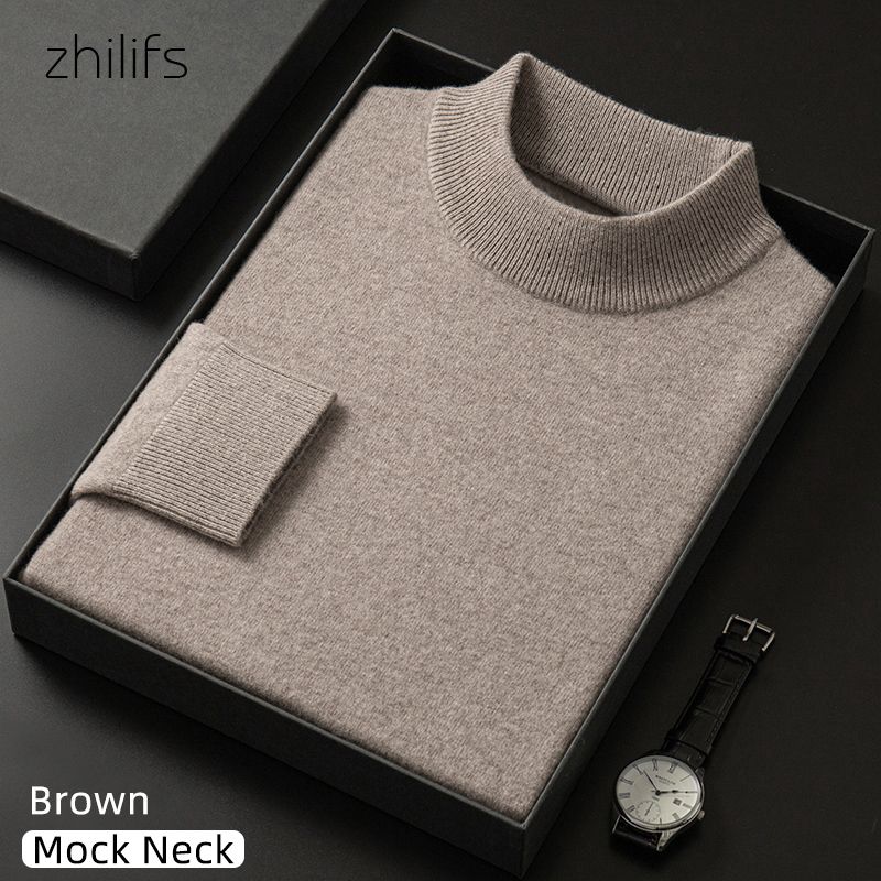 brown mock neck