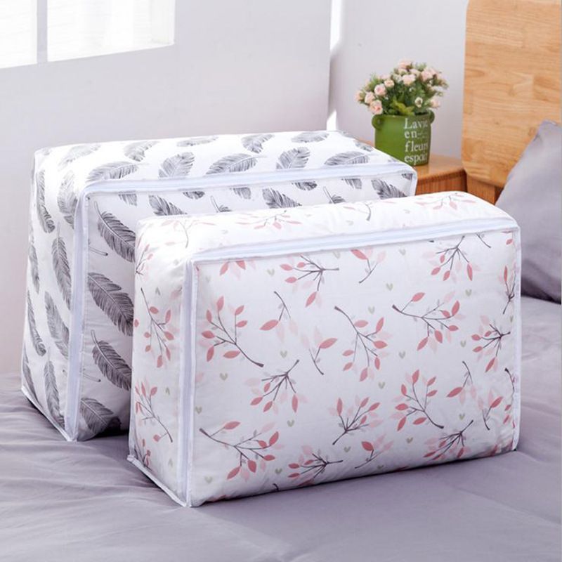 SNDWLL 77 Foldable Quilt Storage Bag Feather Print Organizer For