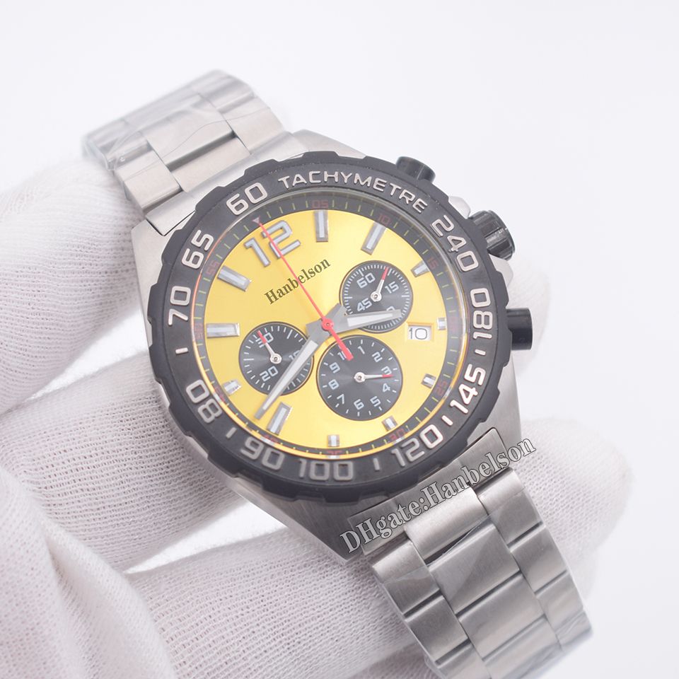 Silver case steel strap (yellow)