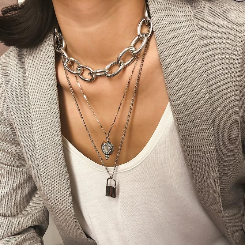 Chains Lock Thick Chain Necklace Fashion Padlock Pendant For Women Men Punk Jewelry 2022 Grunge Athetic Eboy_voghion.com