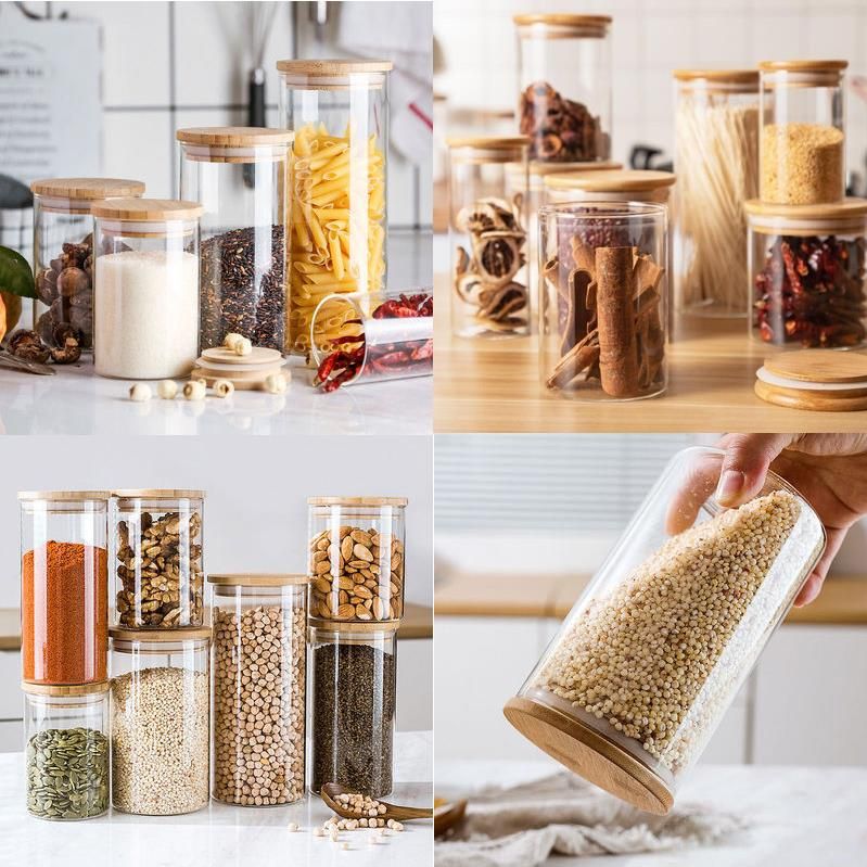 Airtight Glass Storage Canister With Bamboo Lid Clear Food Storage  Container Kitchen Pantry For Flour Cereal Sugar Tea Coffee Beans Snacks  From Szqb, $3.72