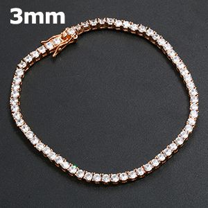 3 mm en or rose-8inch