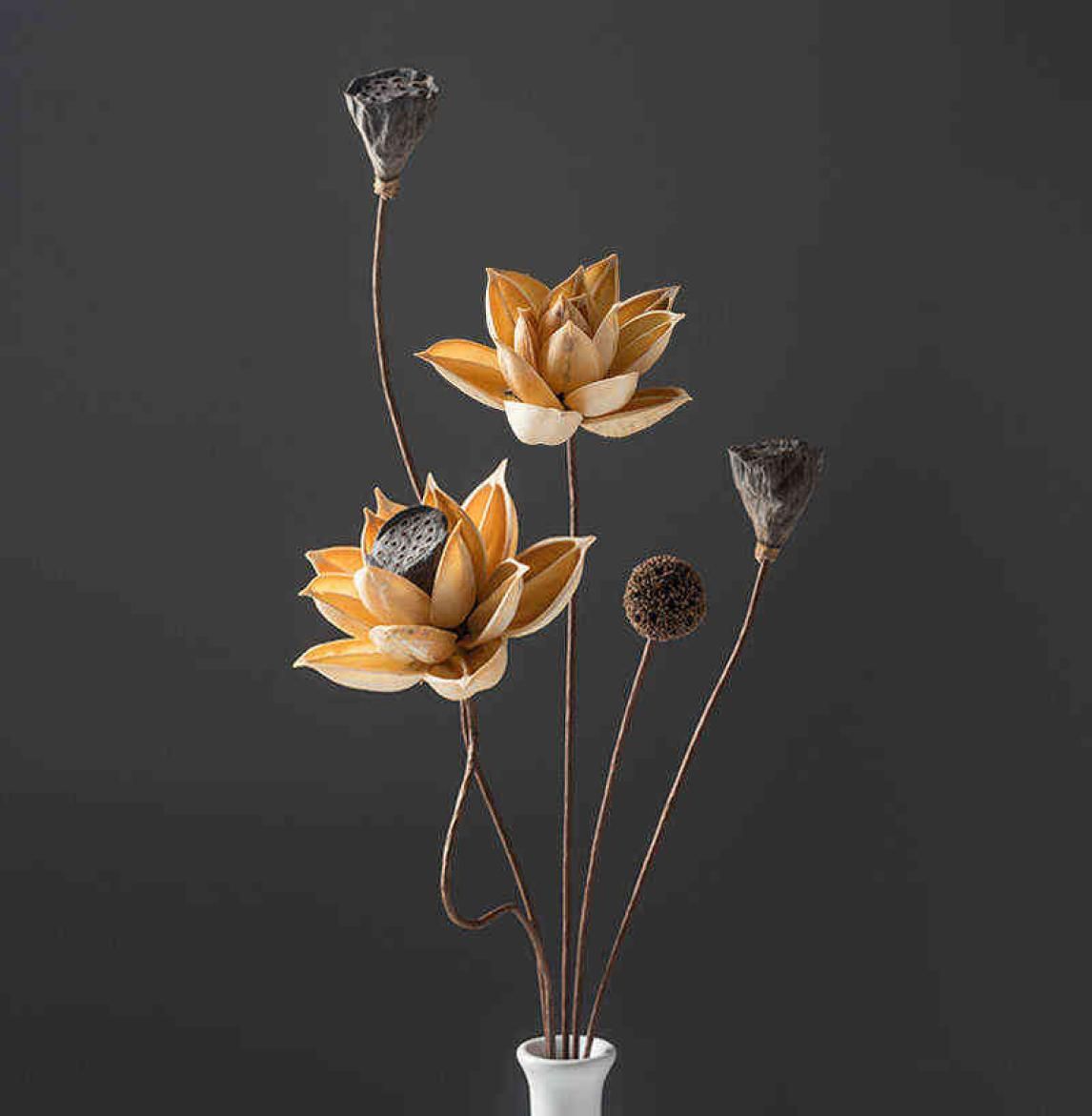 Fleurs séchées naturelles artisanat artificiel lotus fleur bouquet de  mariage de mariage décorations de mariage de