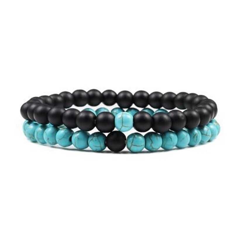 Frosted Black Blue Pine-Bracelet 19 cm (P