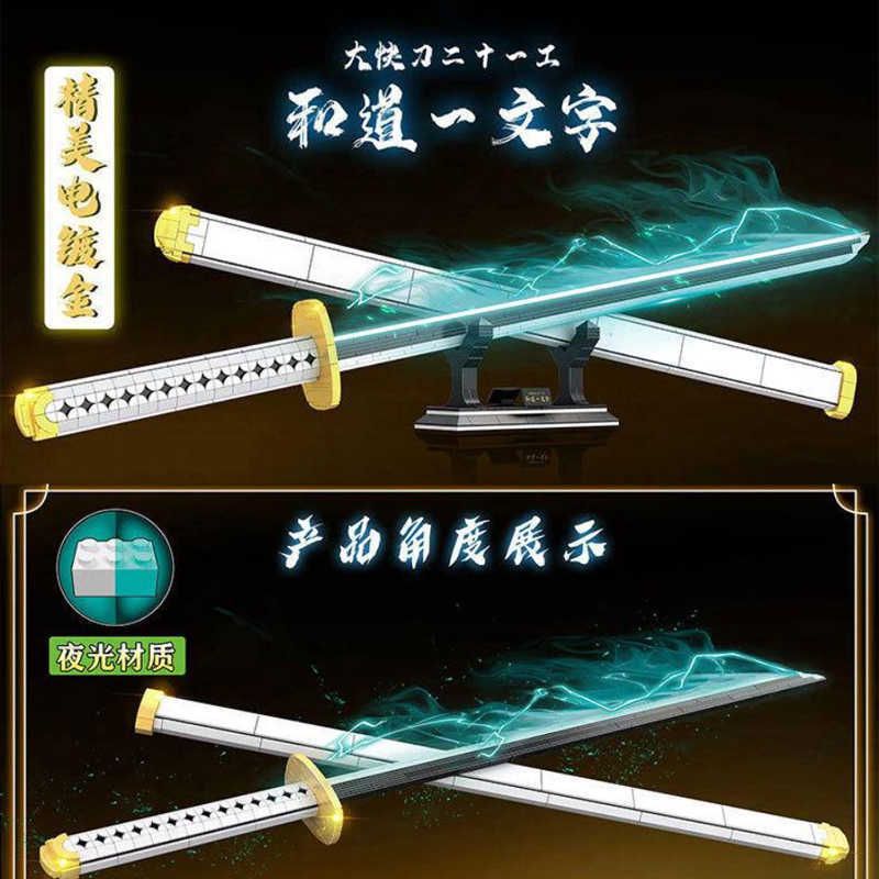 Roronoa Zoro Katana Building Blocks Model Cosplay Simulation Sword Samurai  Knife Bamboo Weapon Bricks Anime Boys Toys