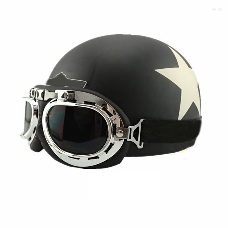 Casques De Moto Demi Casque Détachable Rétro Cuir Hommes Femmes Haute  Qualité Équitation Avec Lunettes Quatre Saisons Du 41,73 €