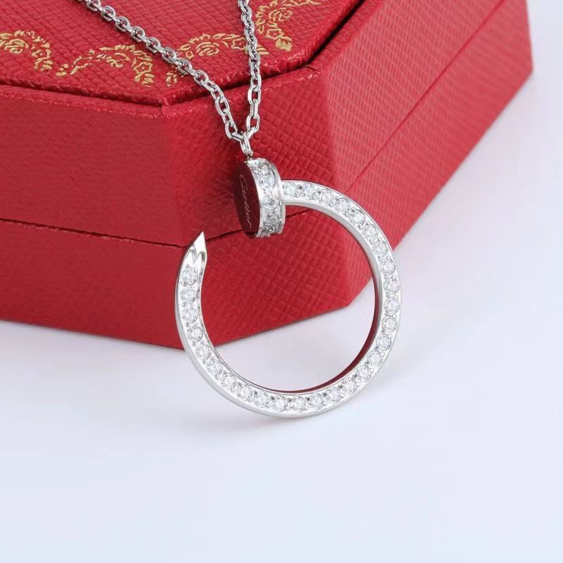 Silver nail necklace with cz