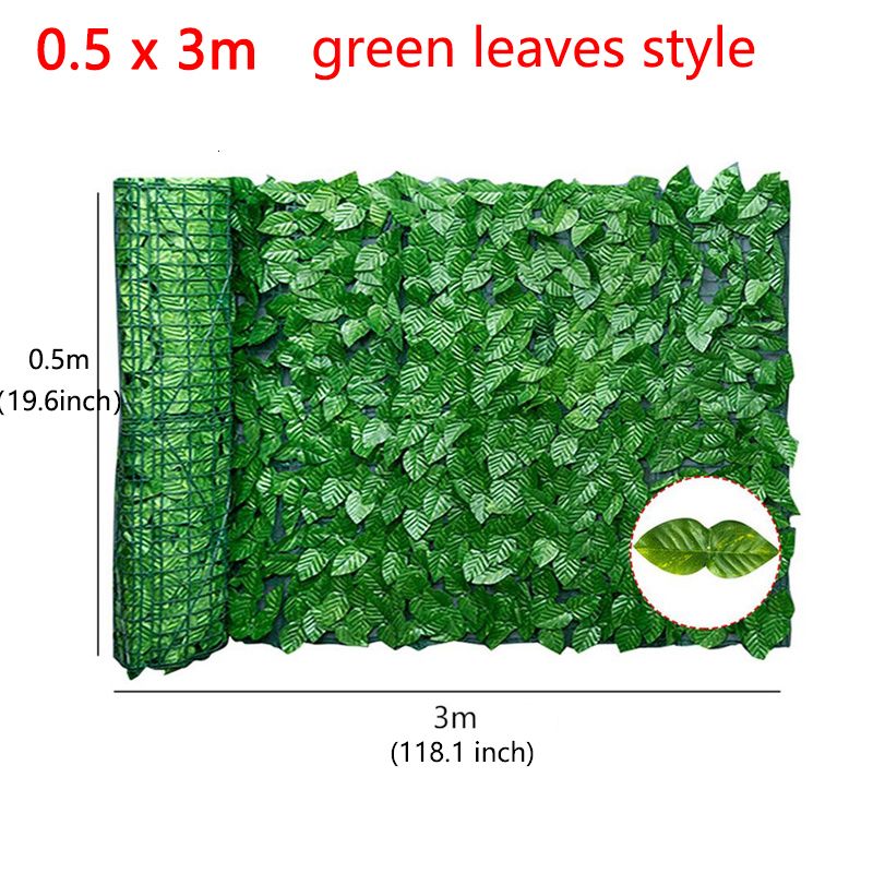 0,5 x3 m grüne Blätter
