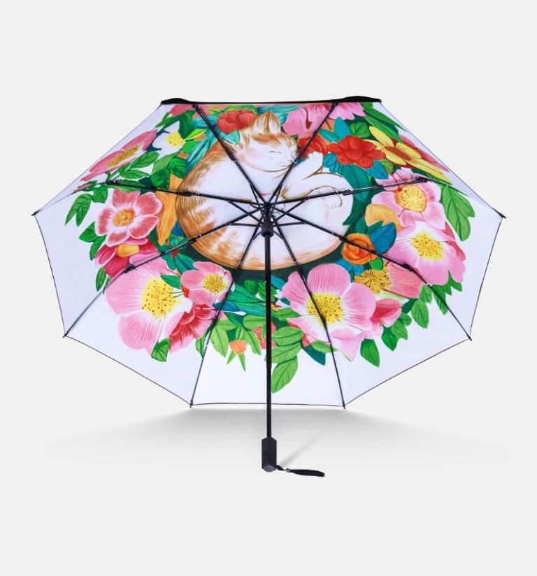 Umbrellas reforzados Protección UV UV Sunshade paraguas para niños Trifold Vinyl Creative Cat Rain Women7368477