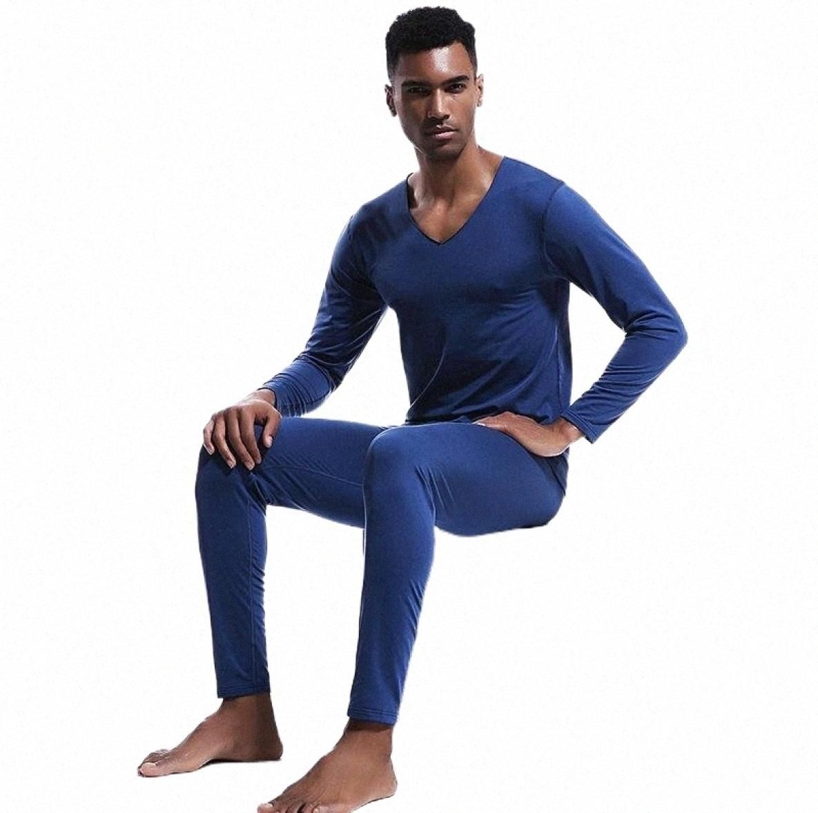 Men039s Thermal Underwear AOELEMENT Vneck Coldproof Suit Plus Velvet  Tightfitting Thin Autumn Clothes Long Trousers Y7e7 From L1px, $44.68