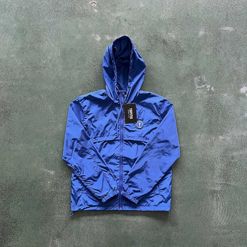 Ice Blue Trapstar Zipper Drawstring Windbreaker Hooded Jacket Men Women