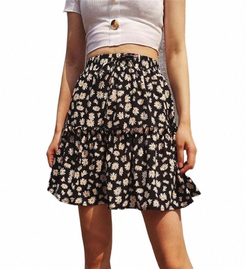 faldas Mini falda Mujer Mujer Saias Saias Mulher Femme Jupes Floral Daisy Flotos