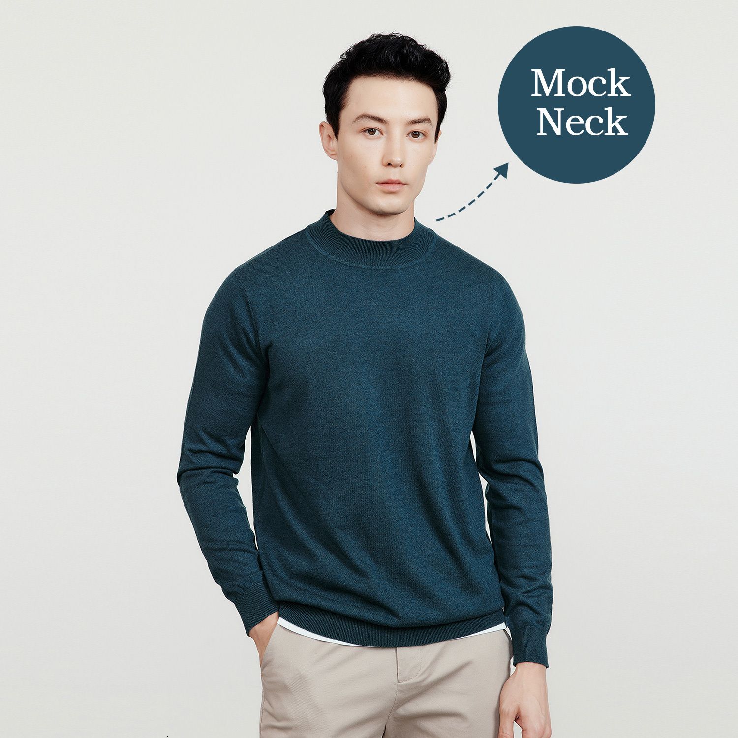 Cyan Mock-Neck