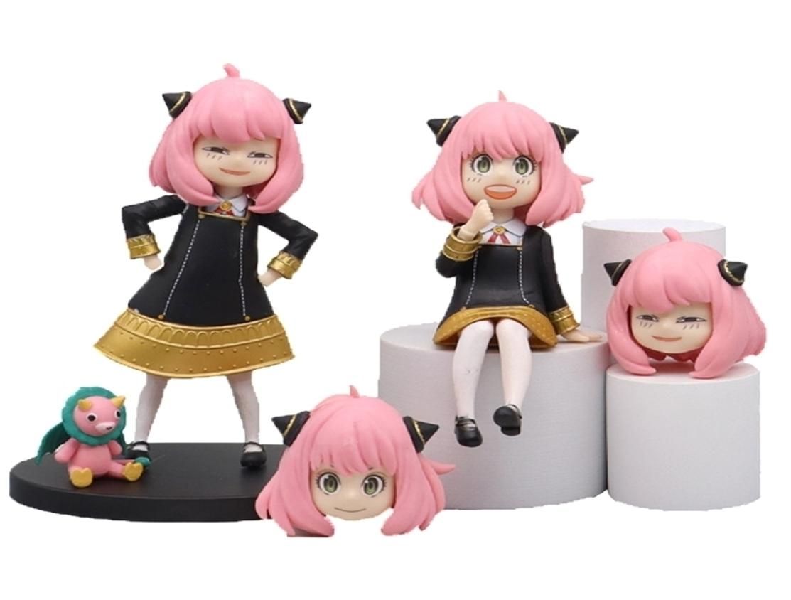 Decorative Objects Figurines Anime Spy X Family Anya Forger Figure Model  Cute Doll PVC Head Replaceable Anya Figurine Collection O2865575 From Hwzp,  $18.88